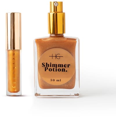 HG AESTHETICS Summer Shine Set – HeyHoney Lip Oil 10 ml + Elixir Shine Dry Oil 50 ml – Hydraterende Duo voor Stralende Lippen & Huid (Bronze Luster + Sparkling Mango) - cadeautje vrouw