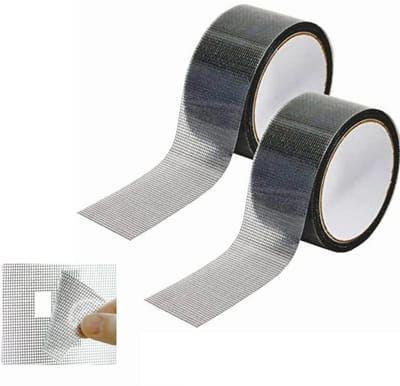 Hor Reparatie Tape - 2 Stuks - 5cmx2M - Hor Reparatie - Muggengaas Plakband - Raamhor Tape - Muggennet Reparatie Tape - Repareer Vliegenhor - Sterk Plakband Van Glasvezel - Hor Reparatietape - Vliegengordijn Tape - Deurhor / Raamhor - Zwart