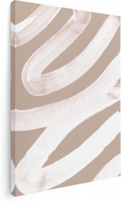 Artaza Canvas Schilderij Abstract Beige - 30x40 cm - Klein - Muurdecoratie Woonkamer - Wanddecoratie Boho - Kamer Accessoires