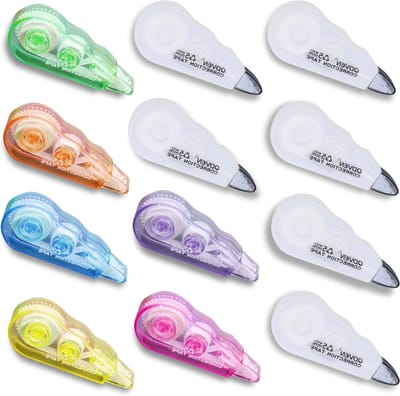12 Stuks Correctietape, Mini Correctieroller - Handige Tape voor School, Kantoor en Creatief Gebruik