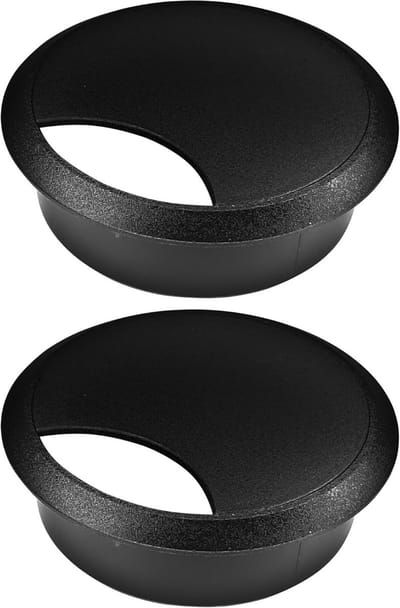 2x Kabeldoorvoer Rond 70mm voor Bureau en Meubels - Kabelmanagement Kunststof Zwart