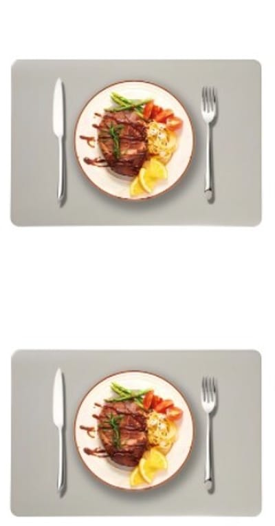 Placemats en onderzetters - Set van 2 - Geïsoleerde PU-leren placemats - Waterdicht - Wasbaar - Placemats voor keuken, binnen, buiten, feest -45*30cm-Grijs