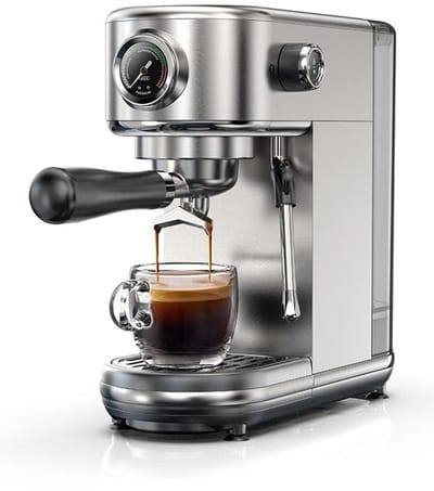 Tresaro Semi‑Automatische Espressomachine – 20 Bar, RVS, Instelbare Temperatuur, Snelle Opwarming, Perfect voor Thuis, Professionele Espressomachines, Compact, Onderhoudsvriendelijk en Rijke Espresso