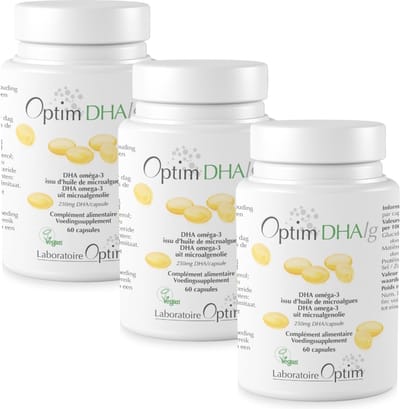 Optim PACK 3 x 60 Capsules - DHA Vegan Omega 3 Algenolie – 250 mg DHA uit Microalgen – Plantaardig Alternatief voor Visolie – Vegan Society Geregistreerd