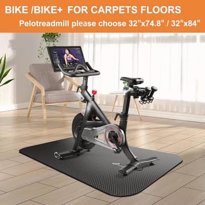 Fietsmat voor compatibel met peloton fiets elliptische loopband mat, onder hometrainer trainer mat pad voor stationaire indoor spinfiets, hardhouten vloertapijt, zwarte fitnessapparatuur mat