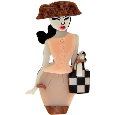 Acryl Mooie Moderne Dames Broche Acetaatvezel Speld Mode Figuur Ontwerp Sieraden beige