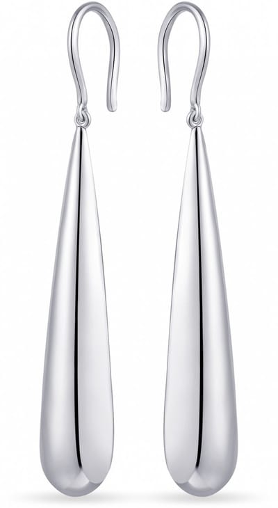 Jewels Inc. - Oorhaken - Druppel - 25mm x 8mm - Gerhodineerd Zilver 925