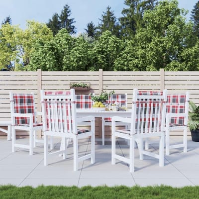 Tuinstoelkussens 6 stuks - Zitkussens buiten - Comfortabel zitten - Waterafstotend Oxford - 100 x 50 cm - Rood ruitpatroon
