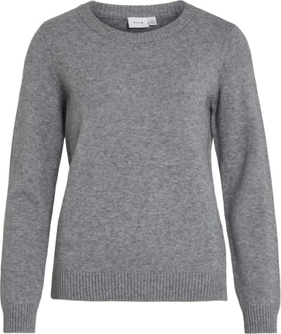 Vila Trui Viril O-neck L/s Knit Top - Noos 14054177 Medium Grey Melange Dames Maat - XL