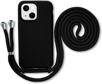 Armordrop Hoesje Met Koord Geschikt Voor iPhone 13 Mini - Siliconen Hoesje Met Koord - Zwart