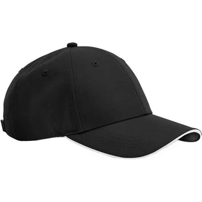 Beechfield Team Sport-Tech Cap (Zwart/Wit)