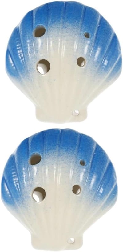 Keramische Ocarina - Muziekfluit - Muziek Leren - Schelpvormig Ontwerp - 8x8x4 cm - Blauw