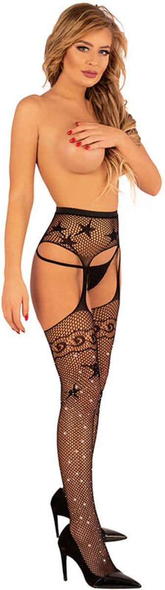 Jarretel panty Grarddis - Visnet Panty - Zwart - Maat: S t/m L - Merk: Livco Corsetti