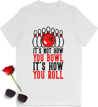 T Shirt Dames - Bowling - Korte Mouw - Wit - Maat S