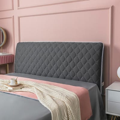 Europees Kort Pluche Bedhoofdovertrek Gewatteerd Zacht Wasbaar Hoofdbordovertrekken Dikker Bedhoofdborden Beschermhoes Slaapkamerinrichting W100 x H70cm donkergrijze kleur