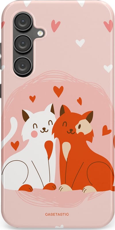 Casetastic Hoesje Geschikt voor Samsung S23 FE - Stijlvolle Beschermende Duo-layer Case - Romantische Katten Liefde