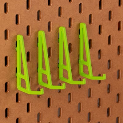 4-pack Toetsenbord- en fotolijsthouder voor Ikea Skadis pegboard - Groen - Met opstaand haakje