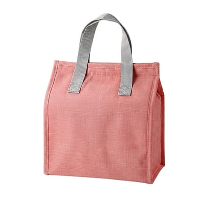 Roze koeltas dames en heren draagbare lunch tas geïsoleerde handtas met dubbele handgreep effen lunchbox tas geschikt voor werk school picknick woon werkverkeer en dagelijks gebruik rechthoekige tote bag stijl