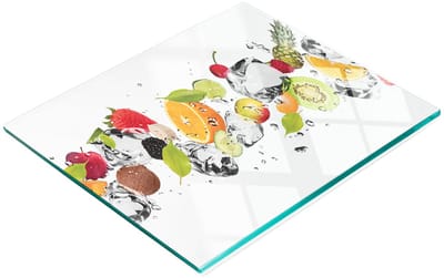 Stijlvol en duurzaam glazen bord met fruitijsblokjesprint, 60x52 cm