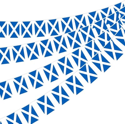 Scottish Bunting Vlaggen 30 Stuks voor Rugby Feestdecoratie Wereldkampioenschap 2023, 10m Dubbelzijdige Vlaggenlijn voor Sportevenementen en St. Andrew's Day Decoraties