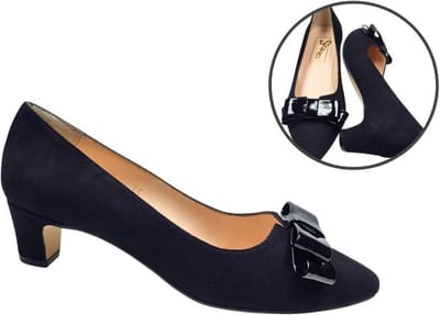Stravers – Pump met strikje Zwart Suede Maat 42 Dames Grote Maten Pumps