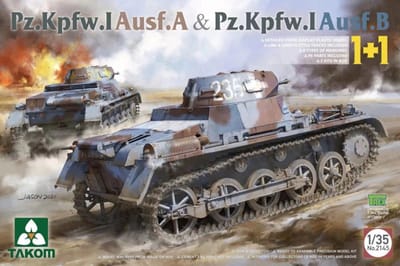 Takom Modelbouwpakket Militaire voertuigen - 2145 Pz.Kpfw.I Ausf.A - Pz.Kpfw.I Ausf. B (1+1 Tank) Plastic - 1:35 - Modelbouw