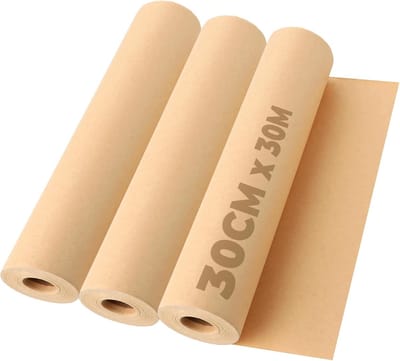 Kraftpapier rol 3 stuks, 65 g/m², 30 cm x 30 m, bruin gerecycled papier voor cadeauverpakking, bloemen en creatieve DIY-projecten