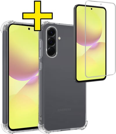 Hoesje - Met Screenprotector - Geschikt voor Samsung Galaxy A36 - Sterk & Shockproof - Siliconen Case - Back Cover - Telefoon Hoes - Shock Proof - Telefoonhoesjes - Transparant