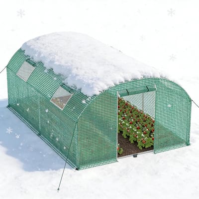 12m² Vorstbescherming Tuinkas van Staal Frame 3x4x2m HDPE-Foliekas met 4 Insectenhor Ramen en Deuren Inloopbare Broeikas Tuin Overwinteringstent voor Planten, NAIZY