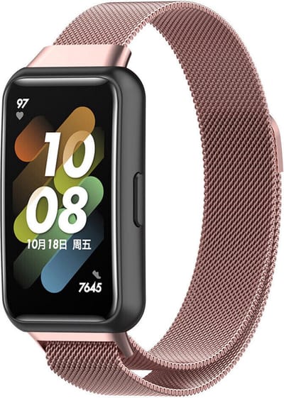 Milanees Smartwatch bandje - Geschikt voor Huawei Band 7 Milanese band - roze - Strap-it Horlogeband / Polsband / Armband - Huawei band 7
