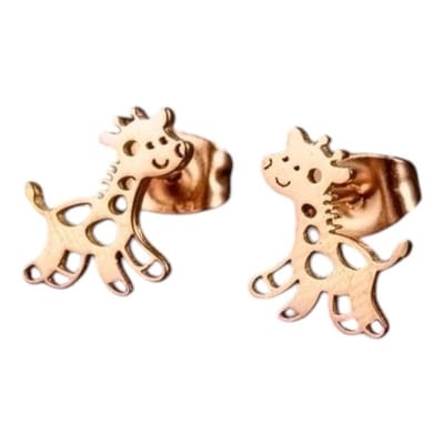 Aramat Jewels | Oorbellen | Meisjes oorbellen giraf rosékleurig RVS | | | |9mm | Staal | Kinderen, Volwassenen | Verkleurdniet