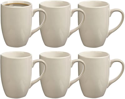 5Five Koffiemokken Colorama - 6x stuks - Keramiek - wit - 380 ml - 9 x 11 cm
