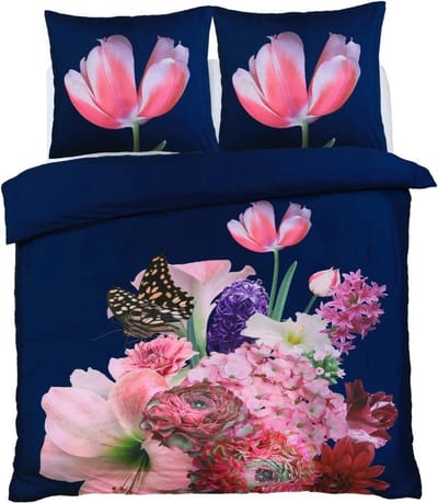 2Persoons- Spring Flowers Naturel Dekbedovertrek set-Ultra soft microPercal dekbedhoes 200x200/220 cm + 2 kussenslopen 60x70 cm Multi