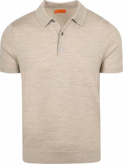 Suitable Polo Rishi Merinowol Beige - Maat XXL - Heren - Polo shirt Heren met Korte mouw