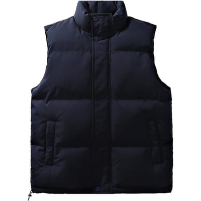Heren Gilet Jas Opstaande Kraag Mouwloos Ritssluiting Gilet met Zakken Design Verstelbare Zoom Effen Kleur Gilet Jas L