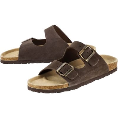 ESMARA MEN Leren heren slippers (Bruin, 41)