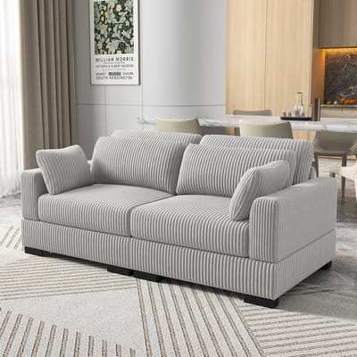 2-Zitsbank – Comfortabele Stofbank in Lichtgrijs – Moderne Fauteuil voor Woonkamer