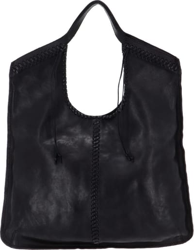 CAMPOMAGGI Leren Schoudertas Shopping Bag Nero Zwart