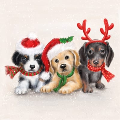 Ambiente kerst thema servetten - 20x st - 33 x 33 cm - honden print