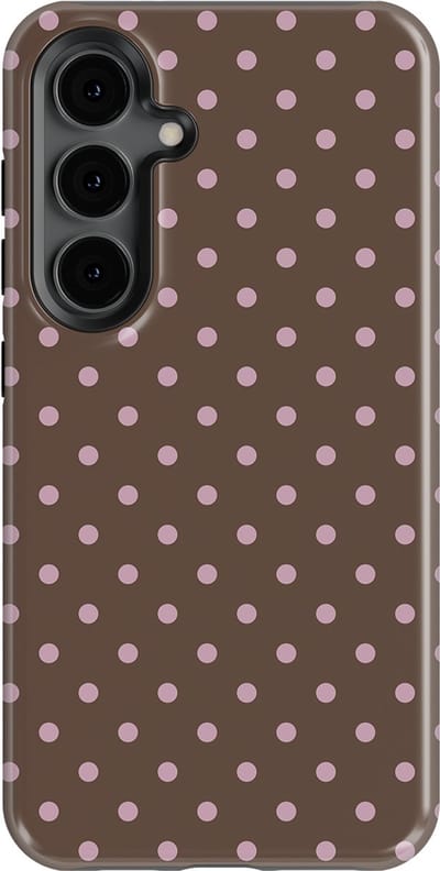 Polka Dots Hoesje Samsung Galaxy S24 | Geschikt Voor Mag | Stippen Design Backcover Samsung Galaxy S24 Choco Blush