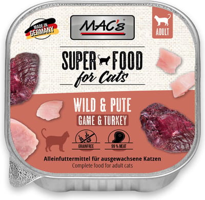 Mac’s Kattenvoer kuipje 99% vlees - Wild en kalkoen 16 x 100g