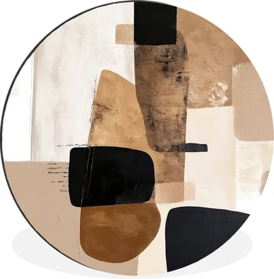 WallCircle - Wandcirkel - Muurcirkel - Vlakken - Abstract - Zwart - Strepen - Aluminium - Dibond - 30x30 cm - Binnen en Buiten