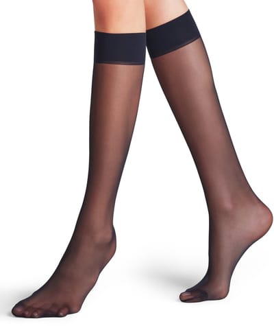 FALKE Matt Deluxe eenkleurig materiaal transparant 20 DEN kniekousen dames blauw - maat 35-38