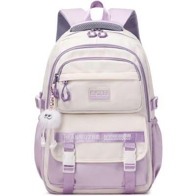 Schooltassen voor middelbare schoolmeisjes Mode Grote Capaciteit Reisrugzak Zwart en Wit Lichtgewicht Rugzak voor College Studenten paars