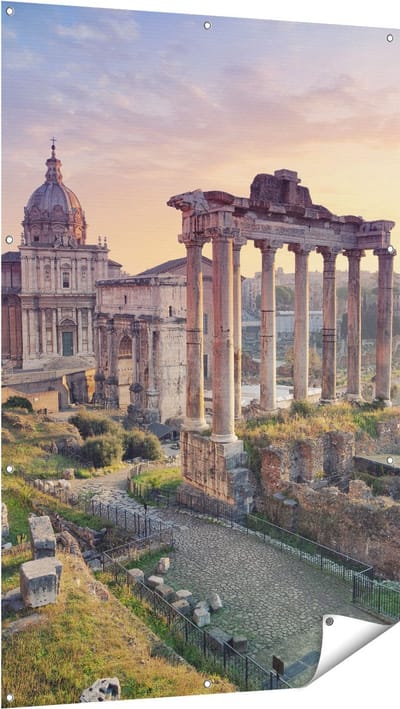 Gards Tuinposter Romeins Architectuur in Rome, Itali� - 100x150 cm - Tuindoek - Tuindecoratie - Wanddecoratie buiten - Tuinschilderij