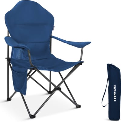 TRVLMORE Campingstoel XXL - Opvouwbaar - 160KG Draagvermogen - Incl. Draagtas - Klapstoel - Visstoel - Kampeerstoel - Vouwstoel - Blauw