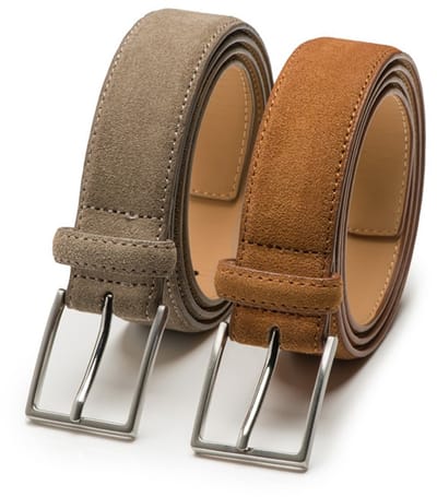 DTCH.FIT Herenriem Suède Bobby - Riem Cognac & Taupe - Pantalon & Jeans Broekriem - Riemmaat 85cm - Totale lengte 100cm - 2 Stuks