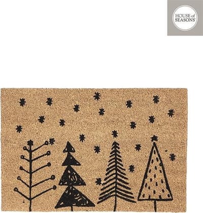 House of Seasons Deurmat kerst Kerstboom - L60 x B40 cm - Bruin