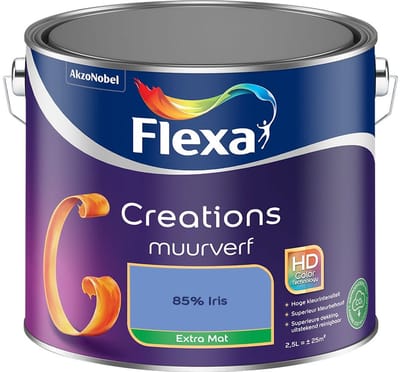 Flexa - Creations Muurverf Extra Mat - 85% Iris - Mengverf - 2,5 L