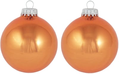 Krebs Kerstballen - 16x st - oranje - 7 cm - glas - orange crunch - glans - kerstversiering